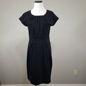 Vintage Elle Dress Womens M Black Sheath Modern Sculptural Career Cocktail Event